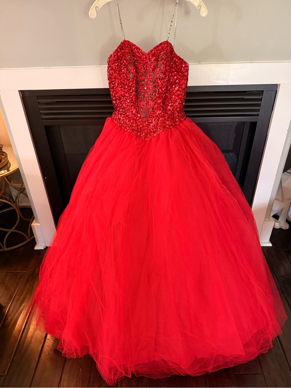 90s Mike Benet formals. Made in USA. Vintage, May 1991. Size 8. Red sequin gown